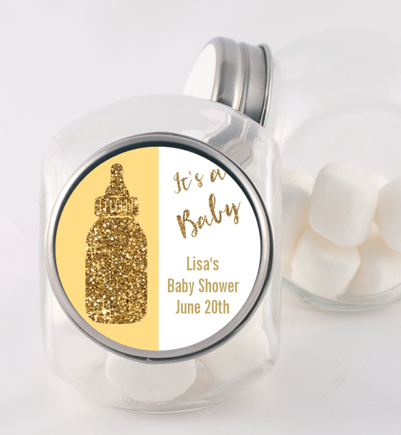 Gold Glitter Baby Bottle - Personalized Baby Shower Candy Jar