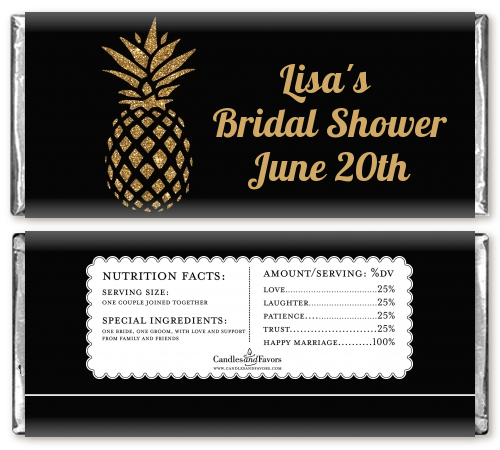 Gold Glitter Pineapple - Personalized Bridal Shower Candy Bar Wrappers