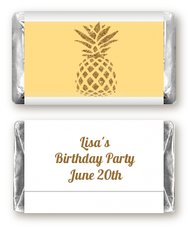 Gold Glitter Pineapple - Personalized Birthday Party Mini Candy Bar Wrappers