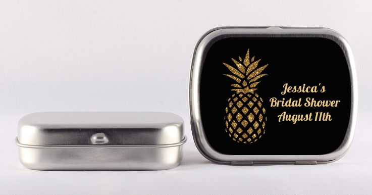 Gold Glitter Pineapple - Personalized Bridal Shower Mint Tins