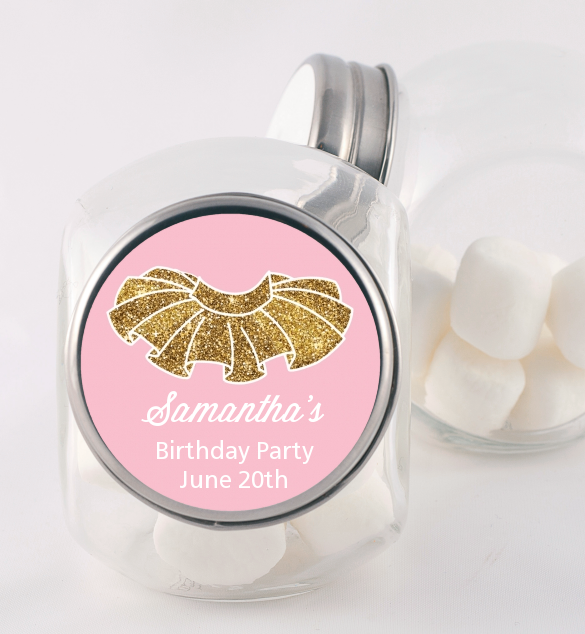 Gold Glitter Tutu - Personalized Birthday Party Candy Jar