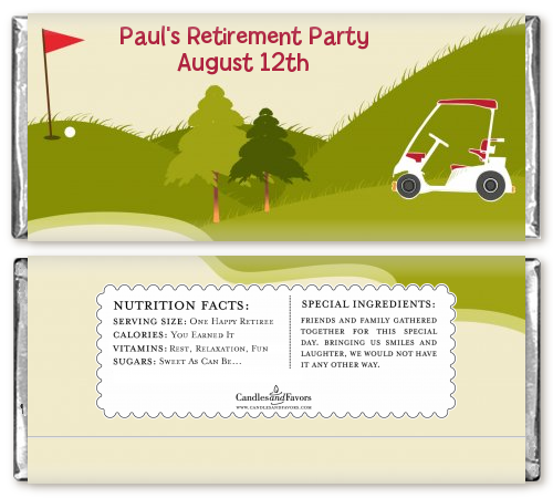 Golf Cart - Personalized Retirement Party Candy Bar Wrappers
