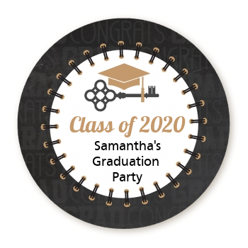 Grad Keys to Success - Round Personalized Graduation Party Sticker Labels