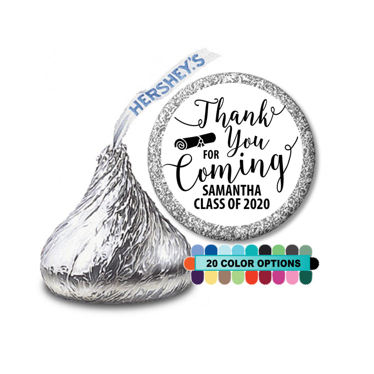 Thank You For Coming - Hershey Kiss Graduation Party Sticker Labels