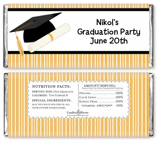 Graduation Cap - Personalized Graduation Party Candy Bar Wrappers