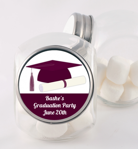 Graduation Cap Purple - Personalized Graduation Party Candy Jar