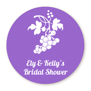 Grapes - Round Personalized Bridal Shower Sticker Labels