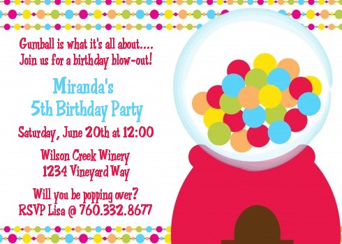 Gumball - Birthday Party Invitations