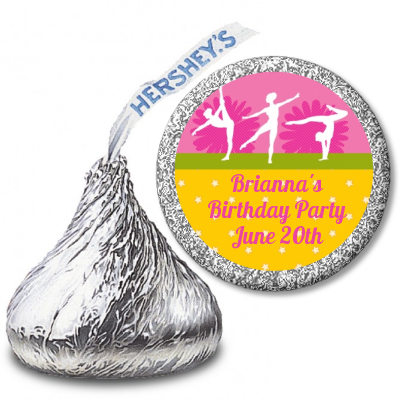 Gymnastics - Hershey Kiss Birthday Party Sticker Labels