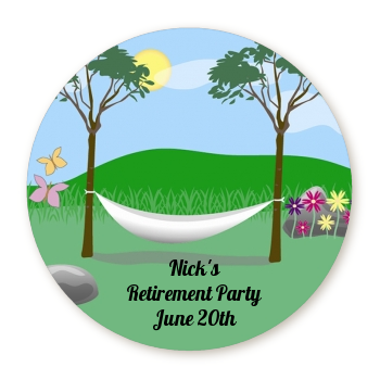 Hammock - Round Personalized Retirement Party Sticker Labels
