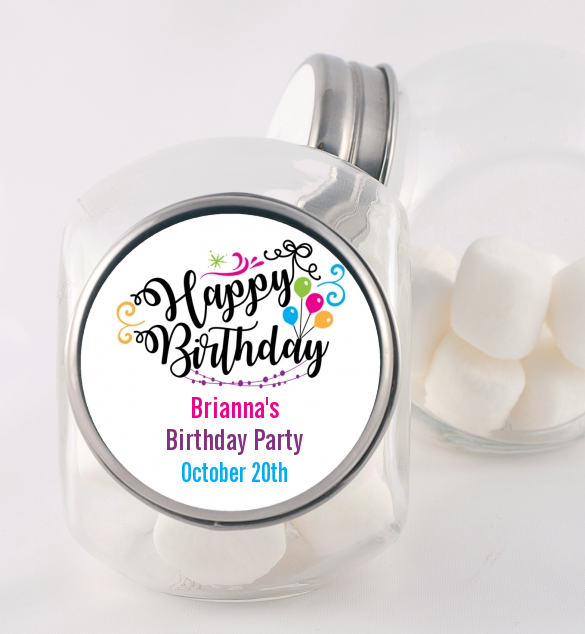 Happy Birthday - Personalized Birthday Party Candy Jar