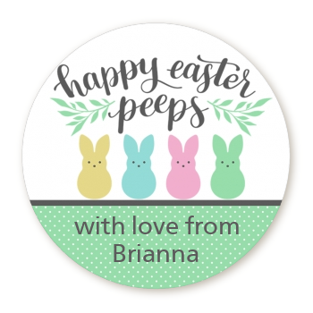 Happy Easter Peeps - Round Personalized Holiday Party Sticker Labels