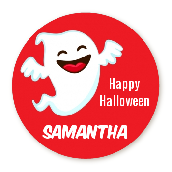 Happy Ghost - Round Personalized Halloween Sticker Labels