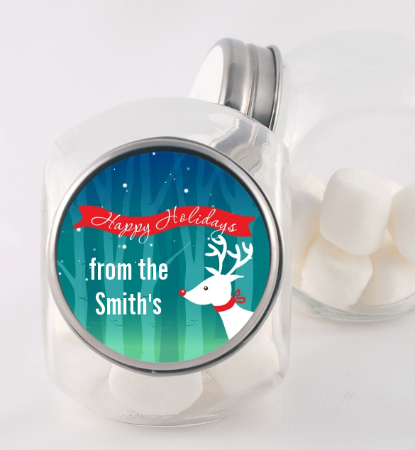 Happy Holidays Reindeer - Personalized Christmas Candy Jar