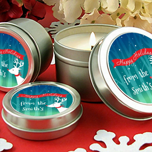 Happy Holidays Reindeer - Christmas Candle Favors