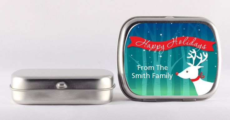 Happy Holidays Reindeer - Personalized Christmas Mint Tins