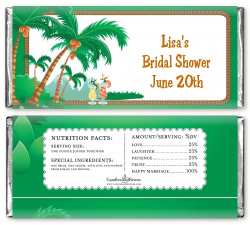 Hawaiian Luau - Personalized Bridal Shower Candy Bar Wrappers