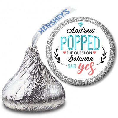 He Popped The Question - Hershey Kiss Bridal Shower Sticker Labels