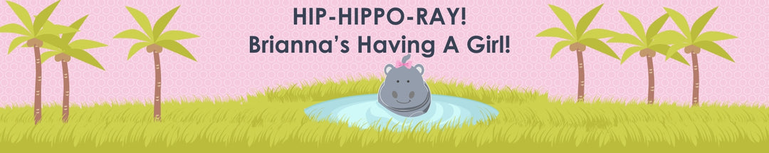 Hippopotamus Girl - Personalized Baby Shower Banners