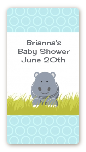 Hippopotamus Boy - Custom Rectangle Baby Shower Sticker/Labels
