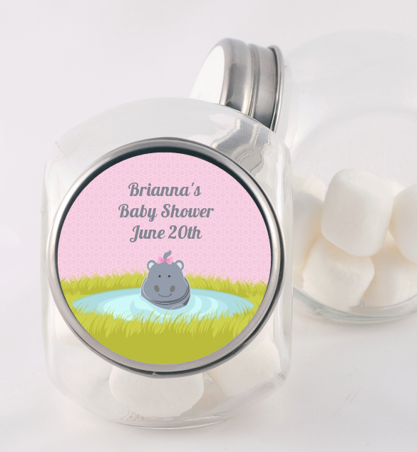 Hippopotamus Girl - Personalized Baby Shower Candy Jar