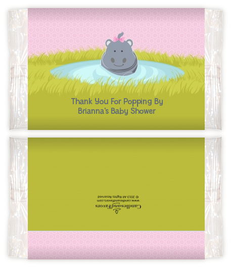 Hippopotamus Girl - Personalized Popcorn Wrapper Baby Shower Favors