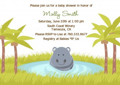 Hippopotamus Boy - Baby Shower Invitations