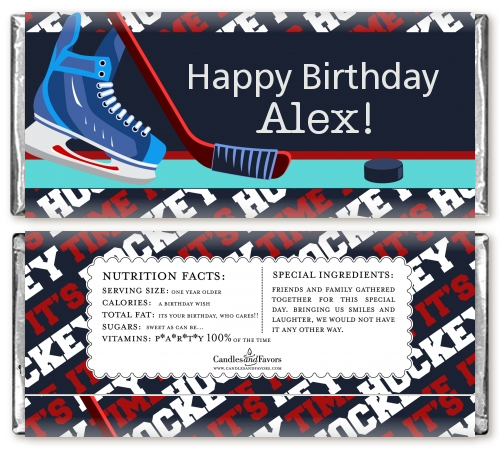 Hockey - Personalized Birthday Party Candy Bar Wrappers