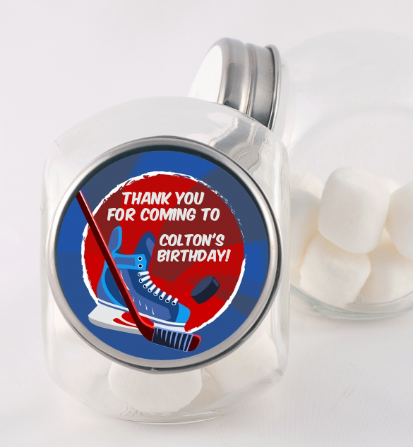 Hockey - Personalized Birthday Party Candy Jar