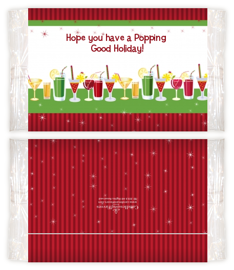 Holiday Cocktails - Personalized Popcorn Wrapper Christmas Favors