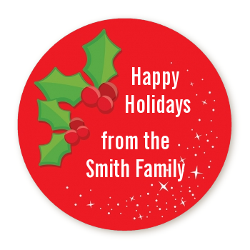 Holly - Round Personalized Christmas Sticker Labels
