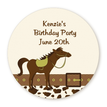 Horse - Round Personalized Birthday Party Sticker Labels