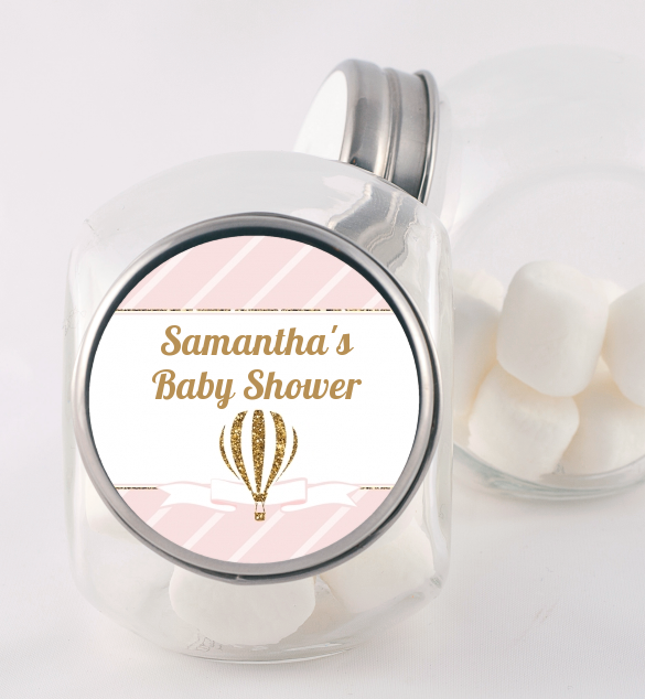 Hot Air Balloon Gold Glitter - Personalized Baby Shower Candy Jar