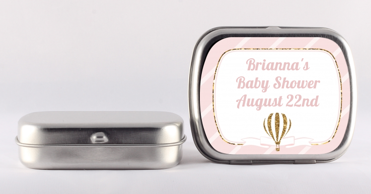 Hot Air Balloon Gold Glitter - Personalized Baby Shower Mint Tins