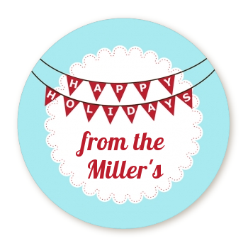 Hot Air Balloons - Round Personalized Christmas Sticker Labels