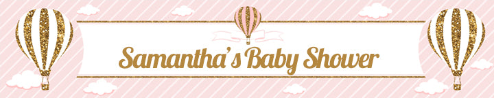 Hot Air Balloon Gold Glitter - Personalized Baby Shower Banners