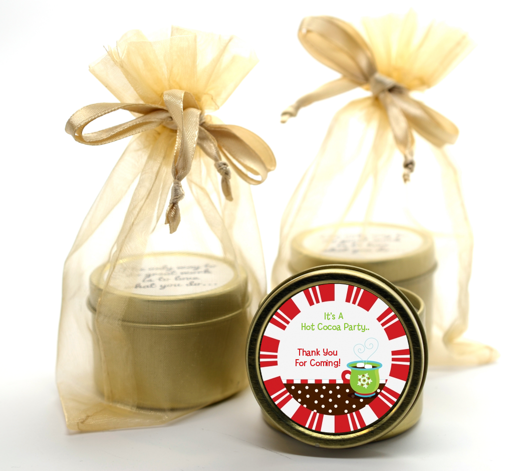 Hot Cocoa Party - Christmas Gold Tin Candle Favors