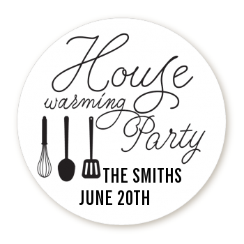 House Warming - Round Personalized Bridal Shower Sticker Labels