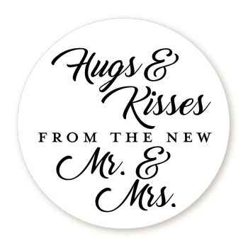 Hugs & Kisses - Round Personalized Bridal Shower Sticker Labels