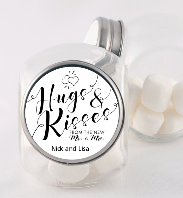 Hugs & Kisses From Mr & Mrs - Personalized Bridal Shower Candy Jar