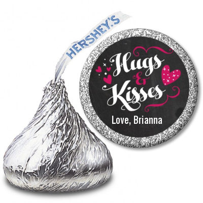 Hugs and Kisses - Hershey Kiss Valentines Day Sticker Labels
