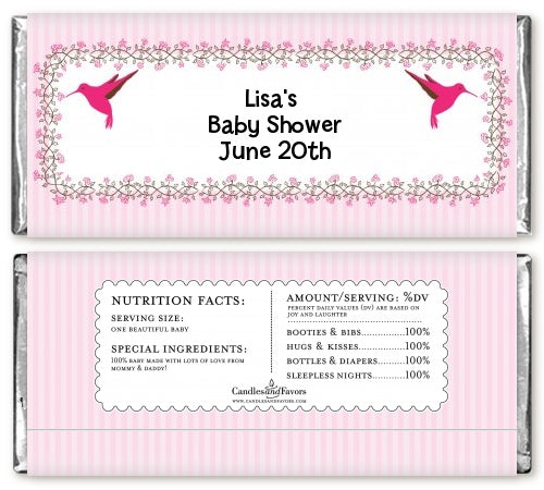 Hummingbird - Personalized Baby Shower Candy Bar Wrappers