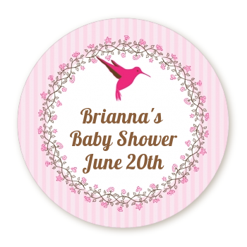 Hummingbird - Round Personalized Baby Shower Sticker Labels