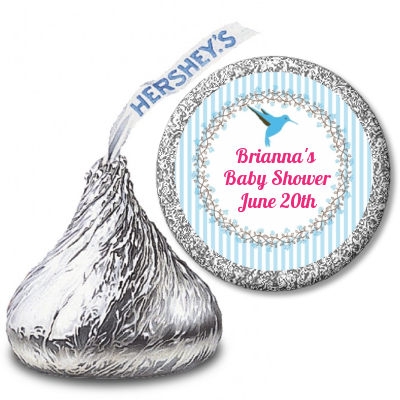 Hummingbird - Hershey Kiss Baby Shower Sticker Labels