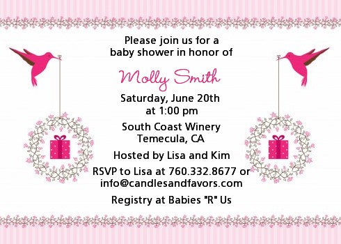 Hummingbird - Baby Shower Invitations