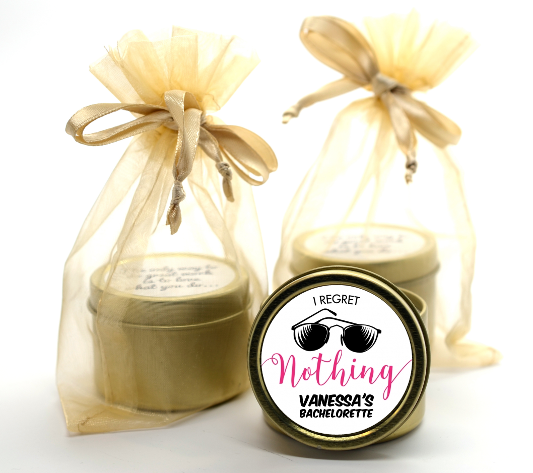 I Regret Nothing - Bridal Shower Gold Tin Candle Favors