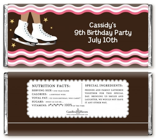 Ice Skating African American - Personalized Birthday Party Candy Bar Wrappers