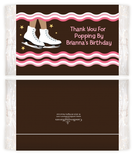 Ice Skating African American - Personalized Popcorn Wrapper Birthday Party Favors
