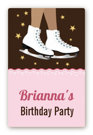 Ice Skating African American - Custom Large Rectangle Birthday Party Sticker/Labels