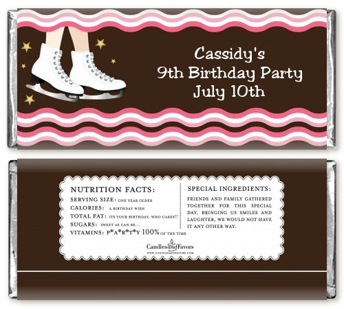 Ice Skating - Personalized Birthday Party Candy Bar Wrappers